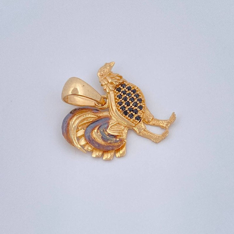 Dije Gallo 2.7gr / 2.3cm / Dos Oros Negro Amarillo 18K $
