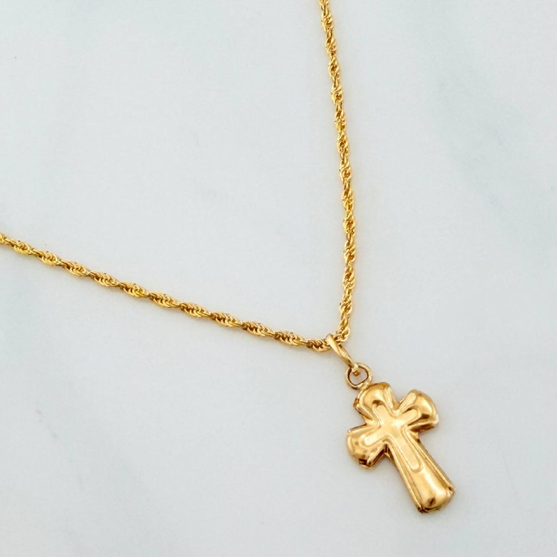 Set Cadena Lazo + Dije Cruz Templaria / 1,35 gr / 45 cm Oro Amarillo 18K