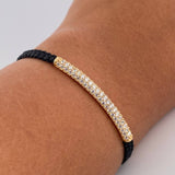 Pulsera Tejida Negra Cilindro 2.8gr / Oro Amarillo 18K $