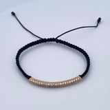 Pulsera Tejida Negra Cilindro 2.8gr / Oro Amarillo 18K $