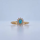 Anillo Solitario Halo Ovalado 2.55gr / T6 1/4 / Oro Amarillo 18K &
