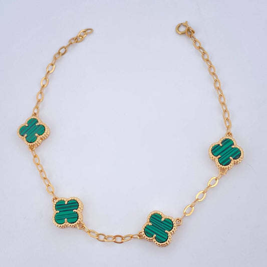 Pulso Trebol Aro Seguido 5.2gr / 19.2cm / Oro Amarillo Nac.Esp. 18K $