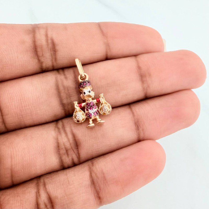 Dije Pato Bolsas Dinero 1.5 g / 2.3 cm Tres Oros 18K