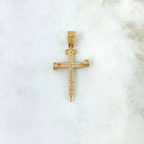 Dije Cruz Clavos 3.5gr / 3.9cm / Circones Blancos Oro Amarillo