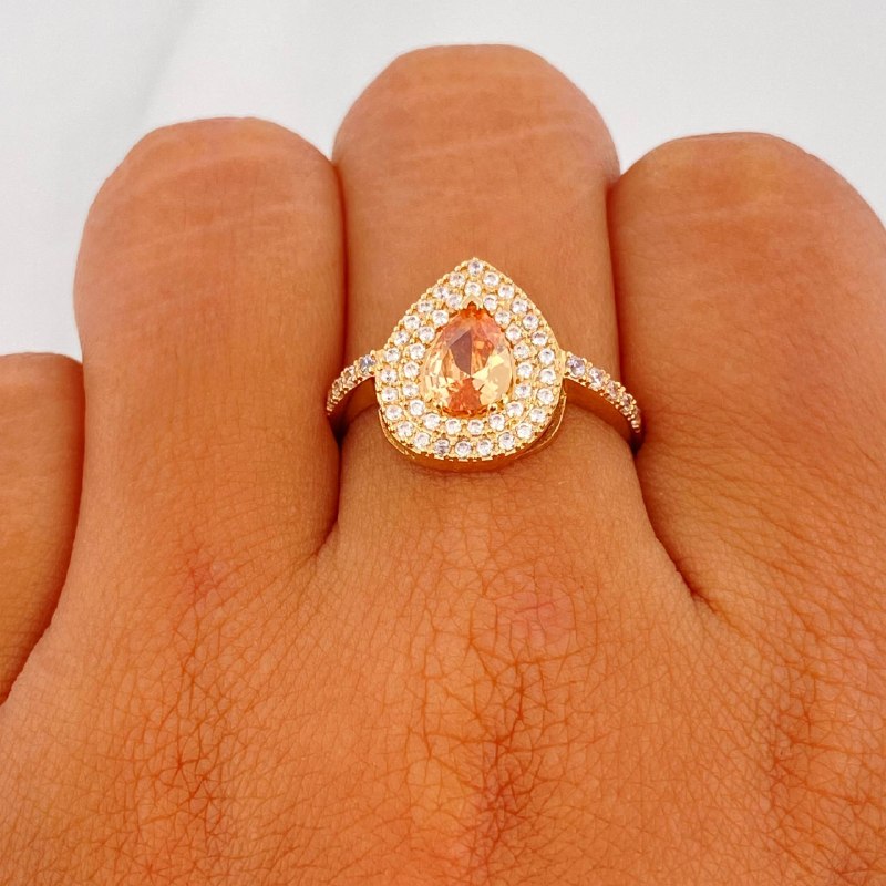 Anillo Halo Gota 2.5 g / T6 3/4 Oro Amarillo 18K