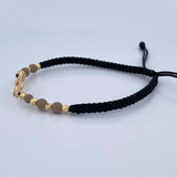 Pulsera Tejida Negra Estrella De David 1gr / Oro 18K $