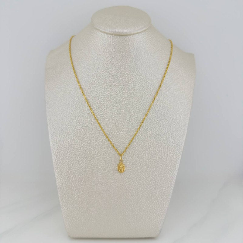 Set Cadena Lazo + Dije Virgen De Guadalupe / 1,2 gr / 44.8 cm Oro Amarillo 18K
