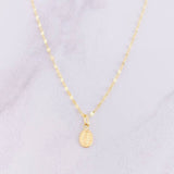 Set Cadena Flor Espejo + Dije Virgen Milagrosa / 1.25g / 45cm Oro Amarillo 18K