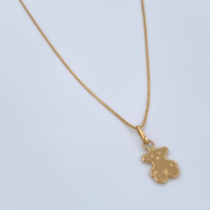 Set Cadena y Dije Veneciana + Oso 1.4gr / Oro Amarillo 18K (Oferta) $