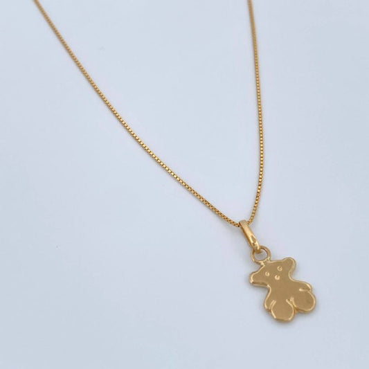 Set Cadena y Dije Veneciana + Oso 1.4gr / Oro Amarillo 18K (Oferta) $