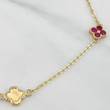 Tobillera Trebol Aro Seguido 3.75 g / 25.5 cm / 1.2 mm Oro Amarillo 18K
