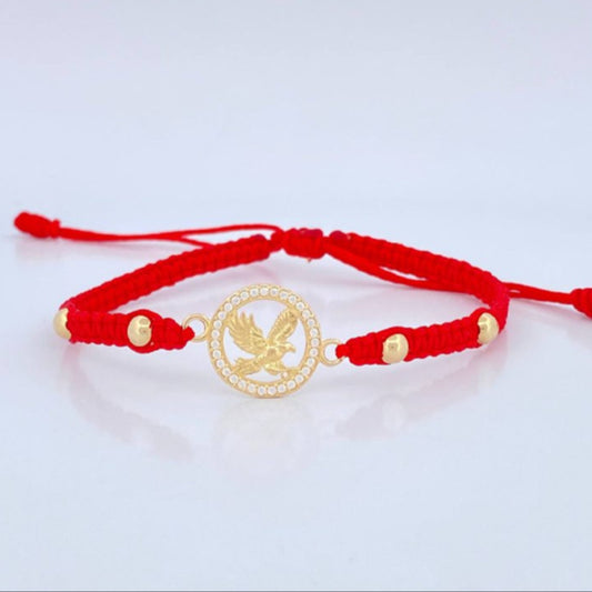 Pulsera Tejida Roja Aguila 1.65gr / Oro 18K &