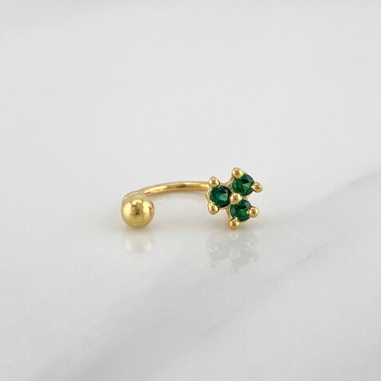 Piercing Curvo Flor 0.6 g / 1 cm Oro Amarillo 18K