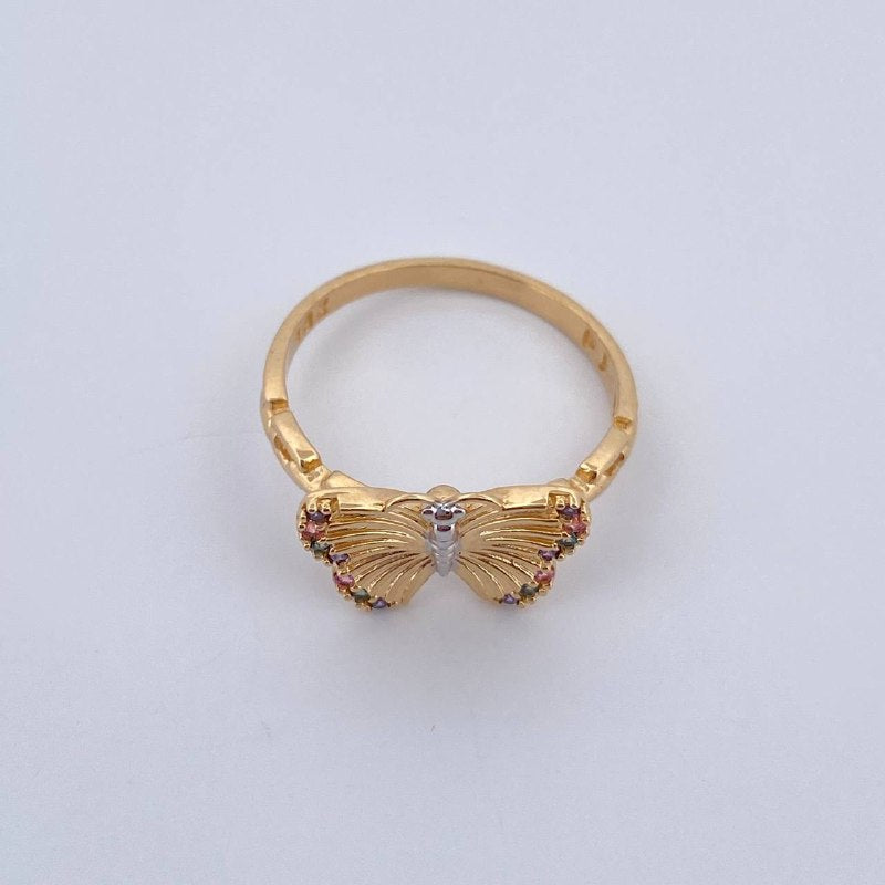 Anillo Mariposas En Relieve 2.45gr / T6 / Oro 18K $