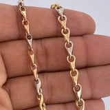 Cadena Rustica Espiga 9.9gr / 48.2cm / Dos Oros Amarillo Blanco 18K &