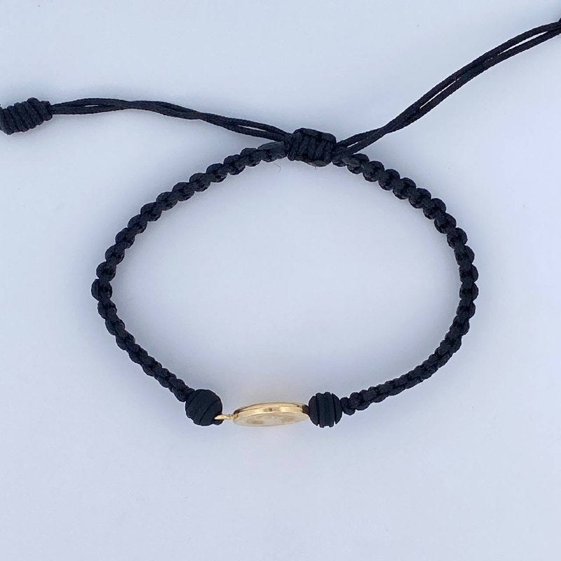 Pulsera Tejida Negra San Benito 1.3gr / Oro 18K $