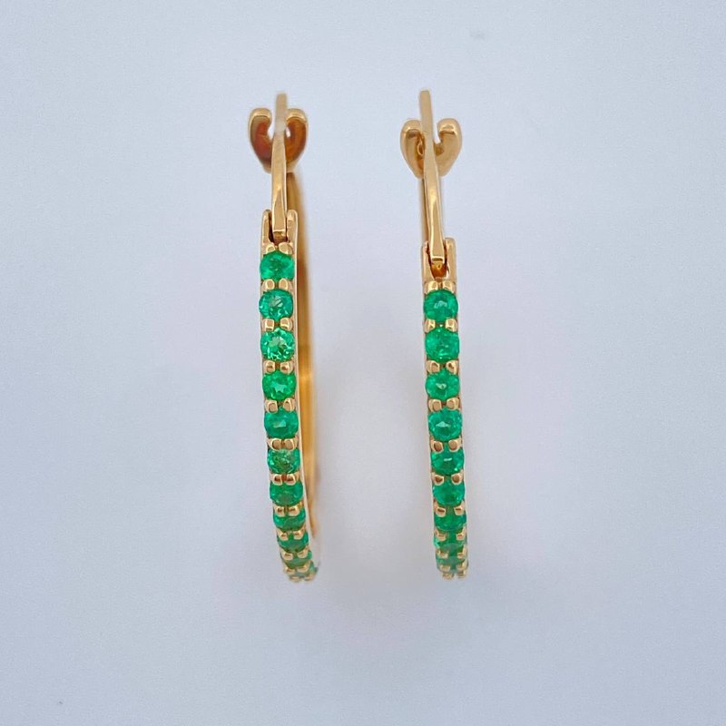 Candongas Encanto Esmeralda 3.2gr / 2.3cm / Oro Amarillo 18K %