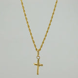 Set Cadena Lazo + Dije Cruz / 1,2 gr / 45 cm Oro Amarillo 18K