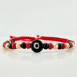 Pulsera Tejida Roja Ojo Turco Oro Amarillo 18K