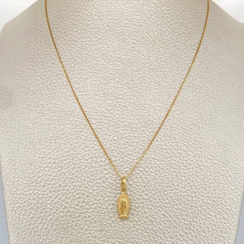 Set Cadena y Dije Veneciana + Virgen De Guadalupe 1.45gr / Oro Amarillo 18K (Oferta) $