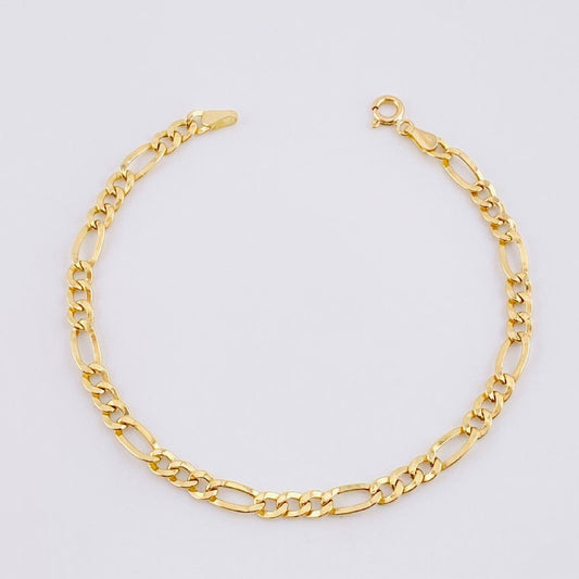 Pulso Fígaro 2.2g / 19.5cm / 4.4mm Oro Amarillo 18K