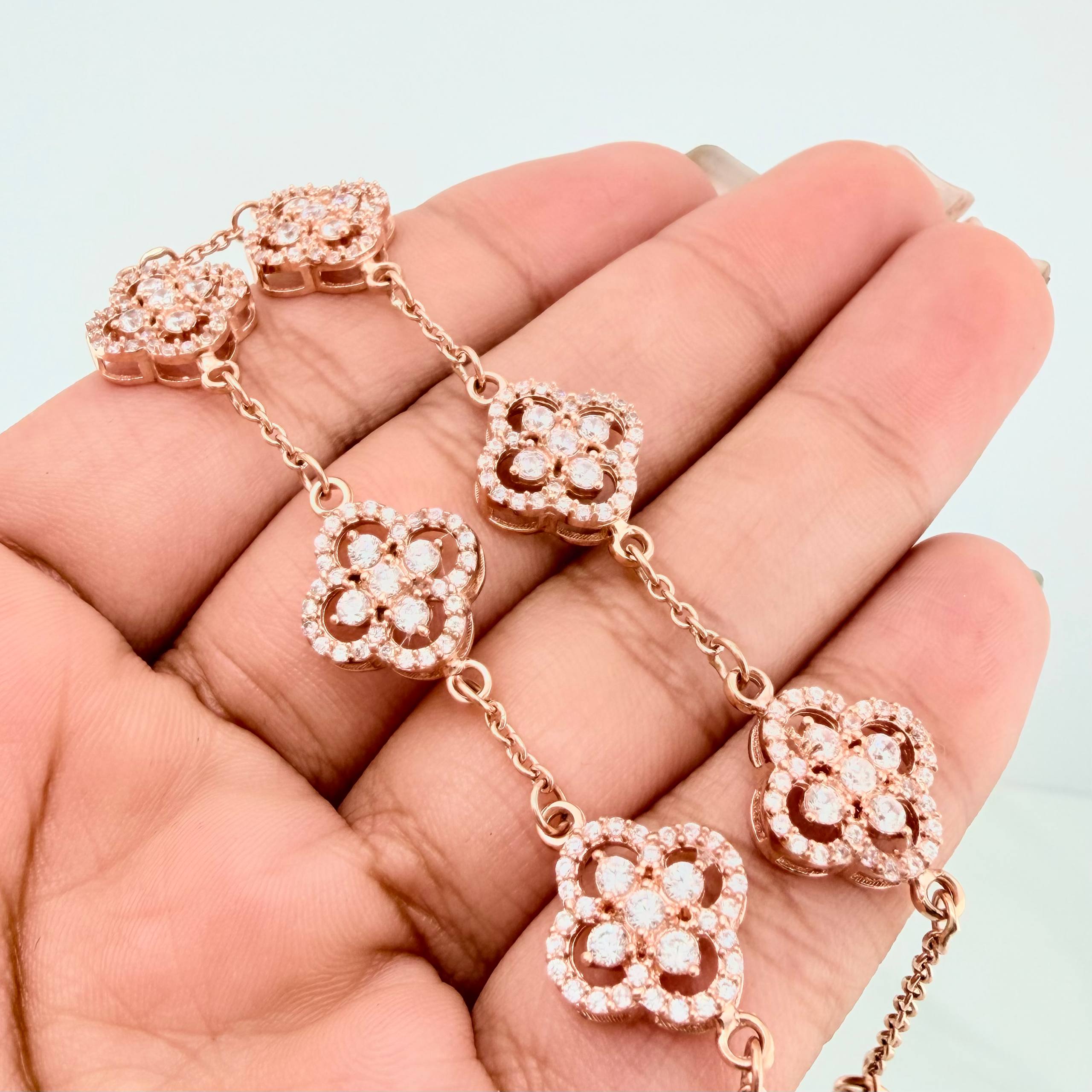 Pulso Trebol Aro Seguido 10 g / 20 cm / 1 mm Oro Rosa 18K