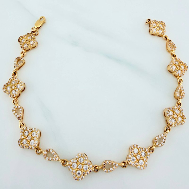 Pulso Trebol Gota 12.8 g / 20.6 cm / 9.4 mm Oro Amarillo 18K