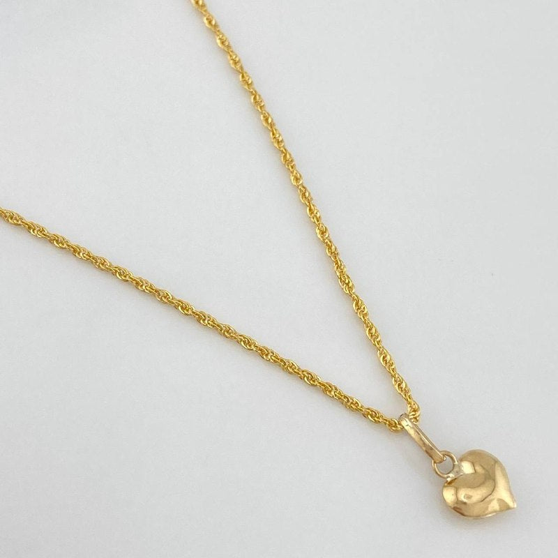 Set Cadena Lazo + Dije Corazón / 1,3 gr / 45 cm Oro Amarillo 18K