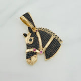 Dije Caballo 13.75 g / 4.6 cm Dos Oros Negro Amarillo 18K