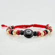 Pulsera Tejida Roja Ojo Turco Oro Amarillo 18K