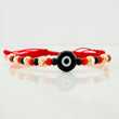 Pulsera Tejida Roja Ojo Turco Oro Amarillo 18K