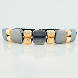 Pulsera Tejida Negra Hematita Oro Amarillo 18K