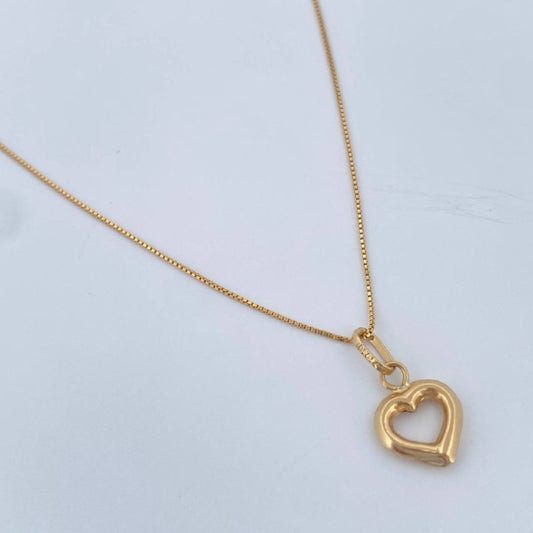 Set Cadena y Dije Veneciana + Silueta Corazon 1.5gr / Oro Amarillo 18K (Oferta) $