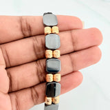 Pulsera Tejida Negra Hematita Oro Amarillo 18K