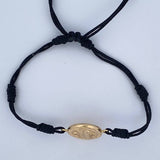 Pulsera Tejida Negra San Benito 0.8gr / Oro 18K $