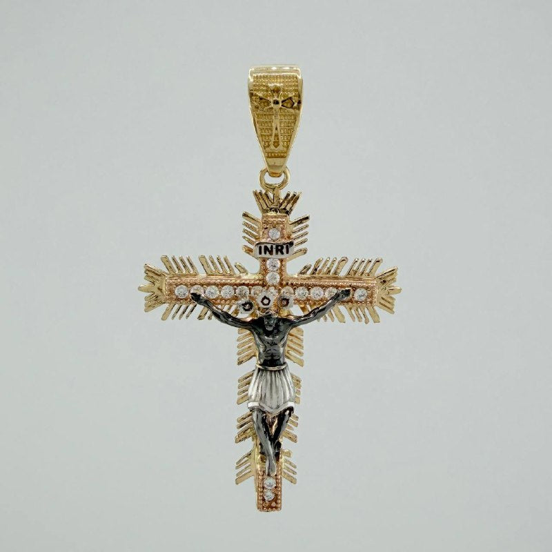 Dije Cruz Cristo Milagroso De Buga 11.05 g / 6.2 cm Tres Oros 18K