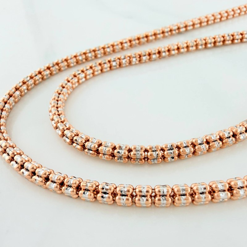Cadena Ice 24.6 g / 65.4 cm / 3.1 mm Dos Oros Rosa Blanco 18K