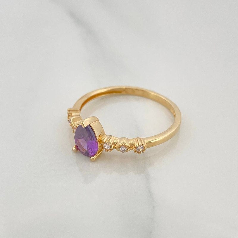 Anillo Solitario Gota 2.15 g / T7 Oro Amarillo 18K
