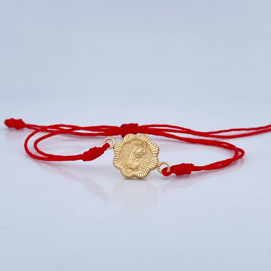 Pulsera Tejida Roja Virgen Maria 1gr / Oro 18K &