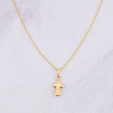 Set Cadena Flor Espejo + Dije Cruz / 1.25g / 45cm Oro Amarillo 18K