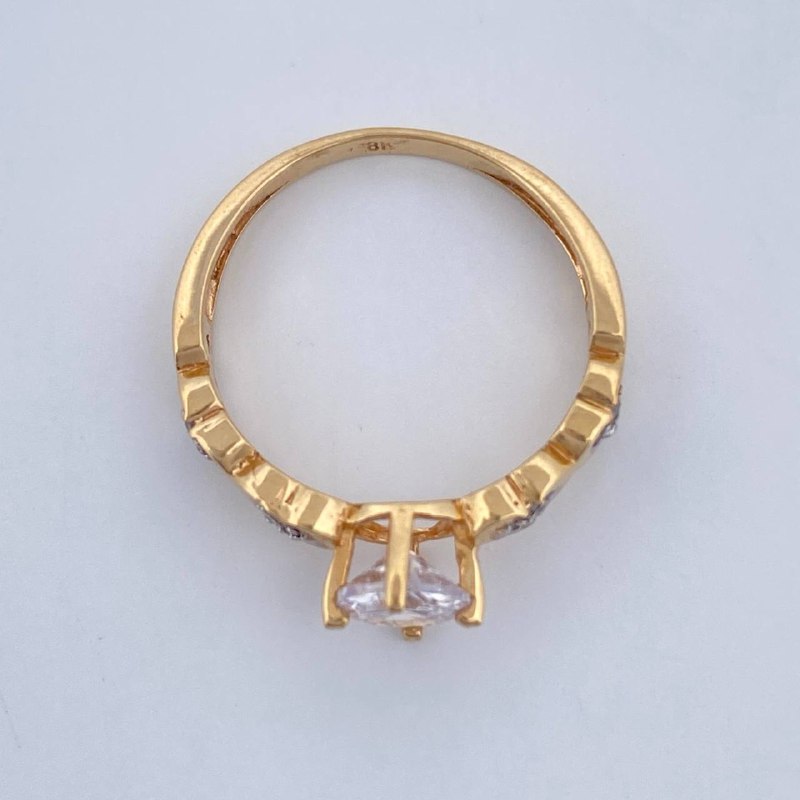 Anillo Solitario X 2.65gr / T5 3/4 / Dos Oros Amarillo Blanco 18K &