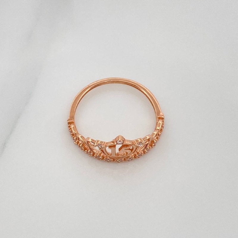 Anillo 15´S Corona 1.75 g / T6 1/2 Oro Rosa 18K