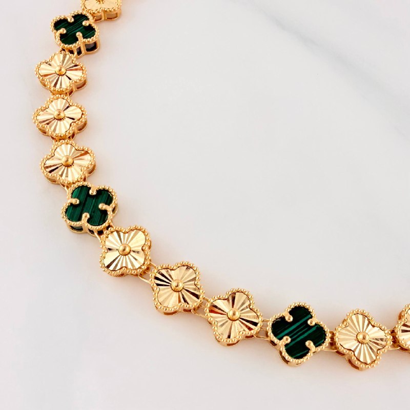 Pulso Trebol Diamantado 8.35 g / 18 cm / 7.25 mm Oro Amarillo 18K