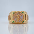 Anillo Sello Cruz Cristo 7.25gr / T11 3/4 / Oro Amarillo 18K %