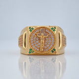Anillo Sello Cruz Cristo 7.25gr / T11 3/4 / Oro Amarillo 18K %