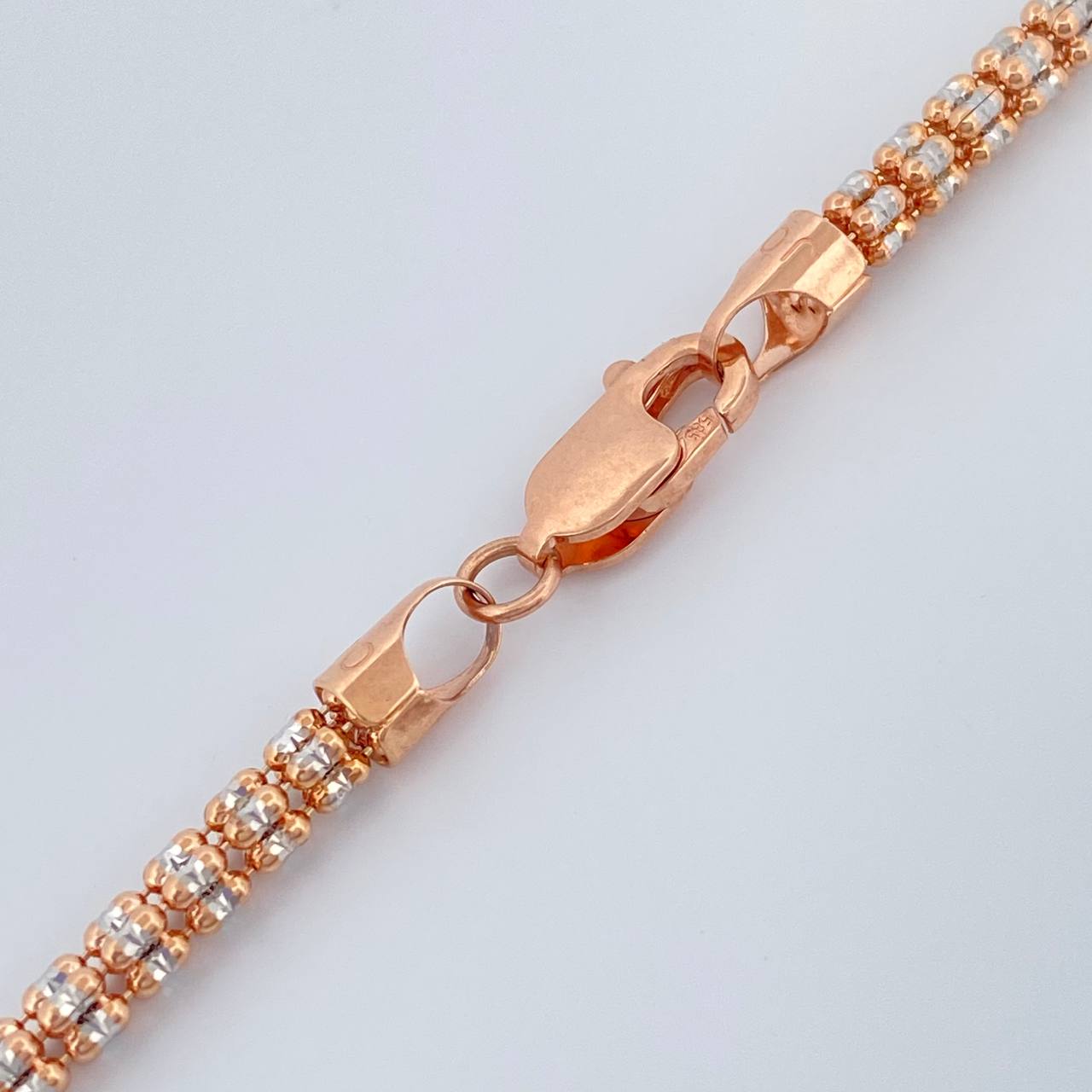 Cadena Ice 20.75gr / 61cm / 3.2mm Dos Oros Blanco Rosa +4 14K Italy %