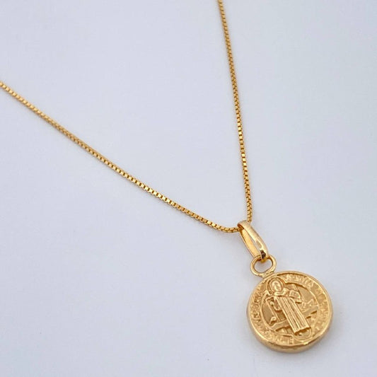 Set Cadena y Dije Veneciana + San Benito 1.45gr / Oro Amarillo 18K (Oferta) $