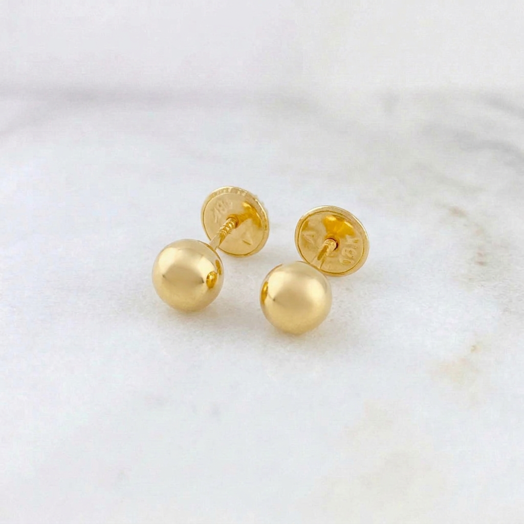 Topos Bola Lisa 0.85 g / 7 mm Oro Amarillo 18K