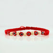 Pulsera Tejida Roja Ojos Turcos Oro Amarillo 18K