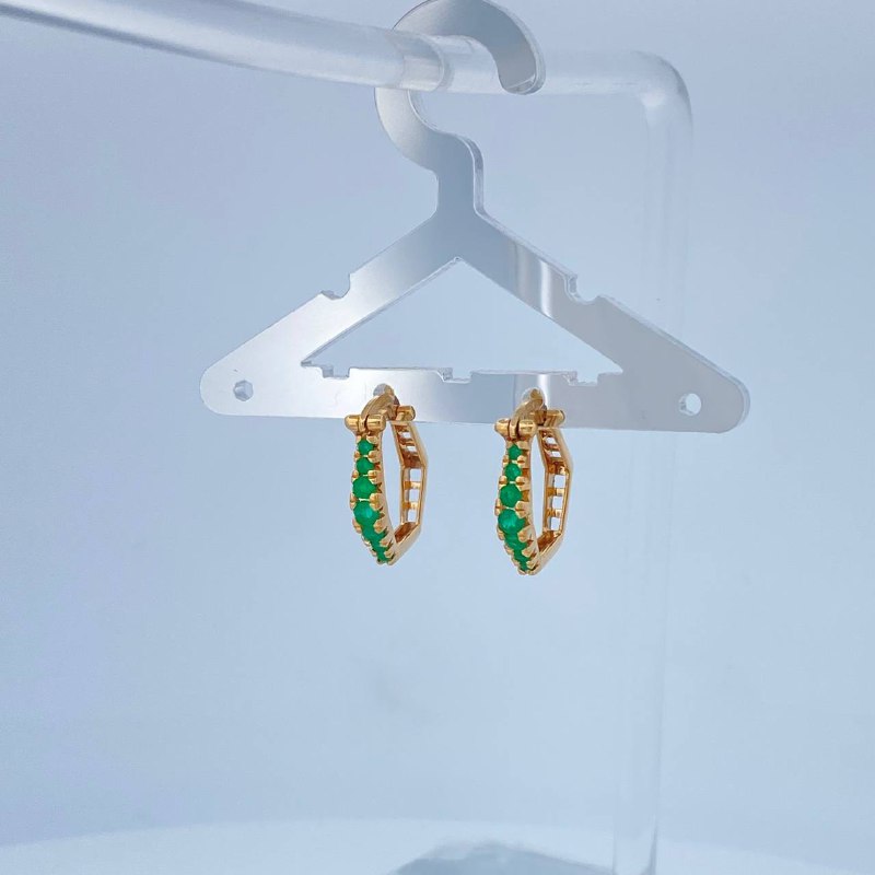 Candongas Hexagonal Esmeralda 3.1gr / 1.7cm / Oro Amarillo 18K %